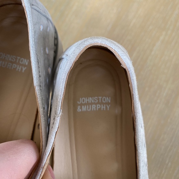 Johnston & Murphy Penelope Loafers Perforated Metallic Gray Suede size 6.5 - Picture 7 of 8